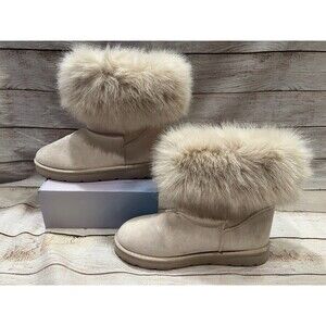 Rouge Helium Boots Women’s Booties Faux Fur Suede Ivory Platform Boho Cream 9